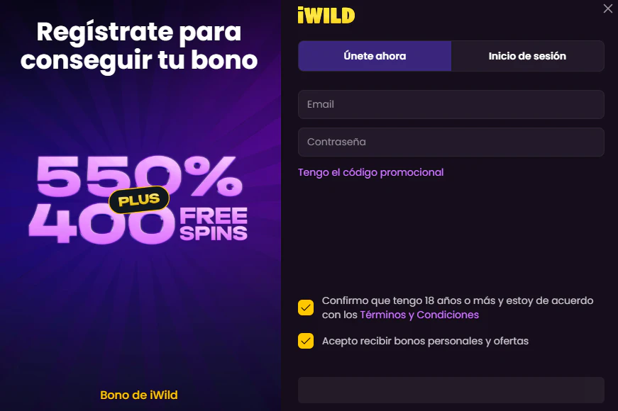 Proceso de registro y acceso a la cuenta de jugador en iWild Casino